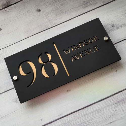 ZNB_108 Modern GI & Stainless Steel House Number Plate | Spacer Mount