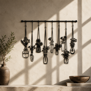 Floral Vase Wall Hanging – Black Metal Flower Wall Art Decor