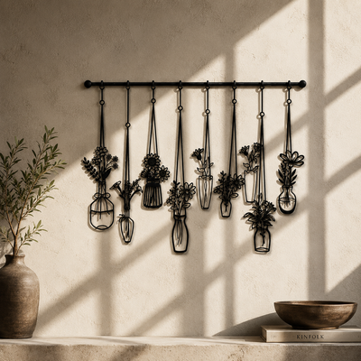 Hanging Flower Vases Metal Wall Art