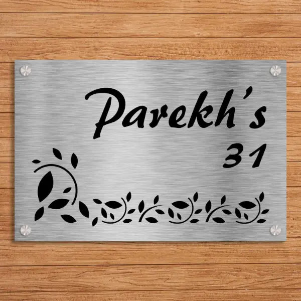 Leafy Paradise - Stainless Steel Name Plate