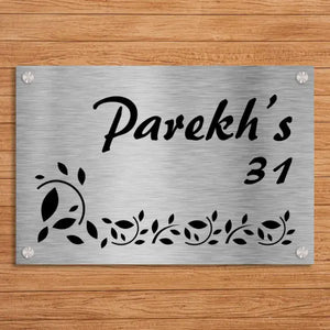 Leafy Paradise - Stainless Steel Name Plate