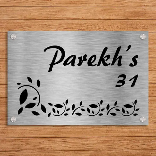 Leafy Paradise - Stainless Steel Name Plate
