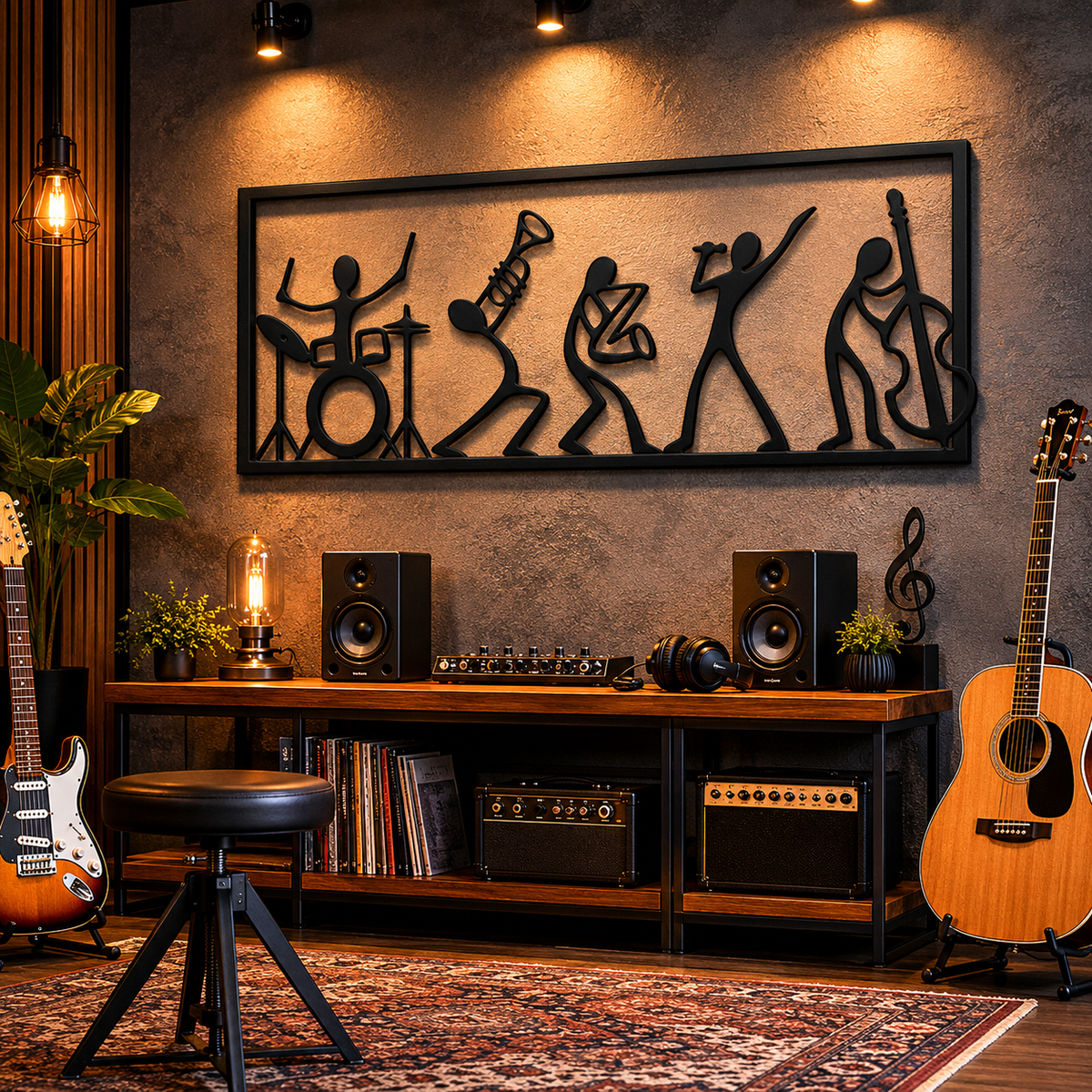 Framed Jazz Band Metal Wall Art