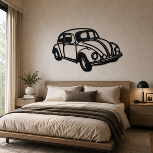 Vintage Beetle Car Metal Wall Art