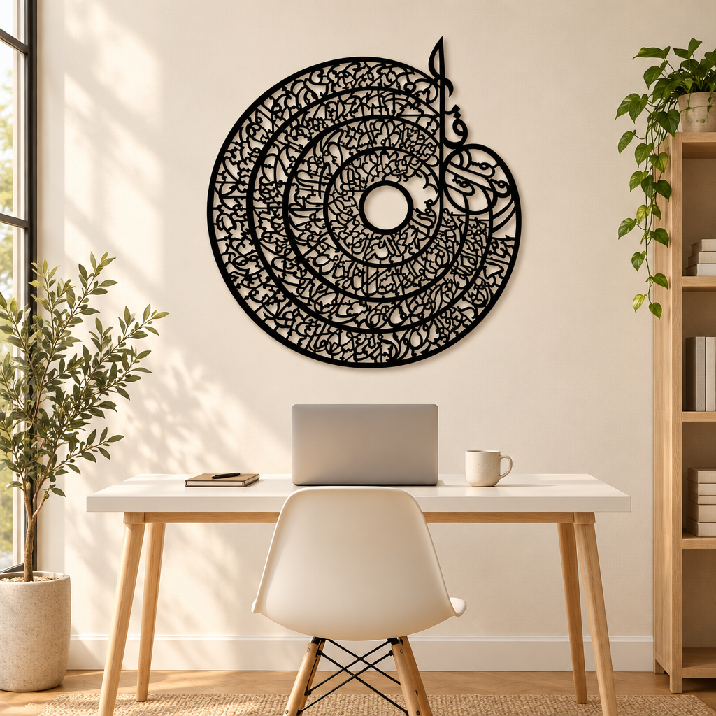 Spiral Arabic Calligraphy Wall Art | Large 24 × 24 in