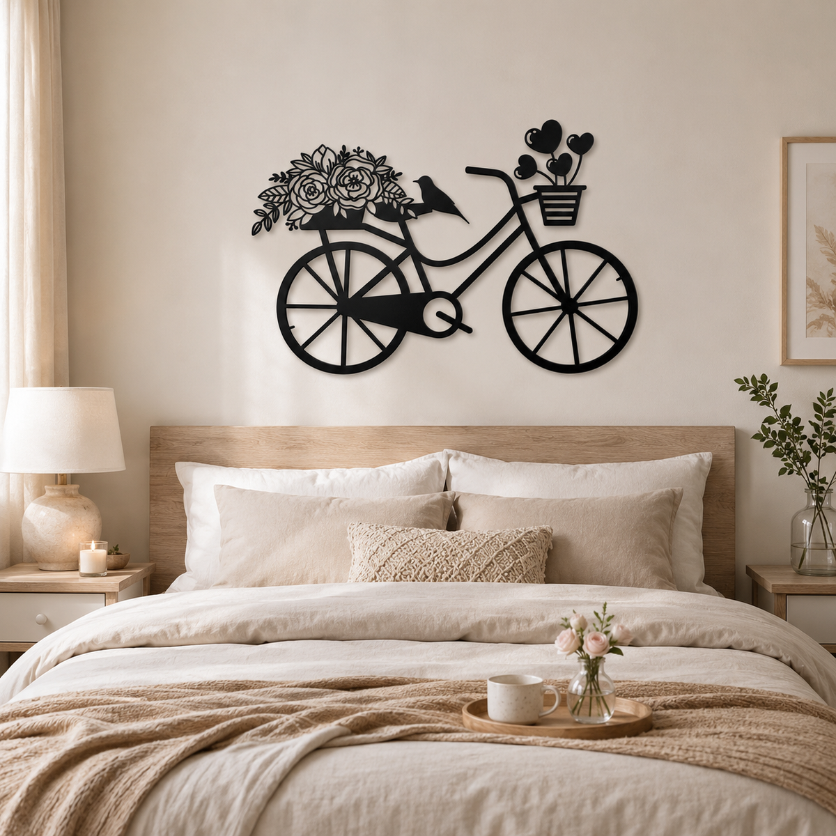 Floral Bicycle Metal Wall Art