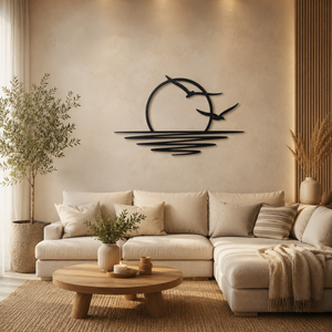 Sunset Birds Metal Wall Art