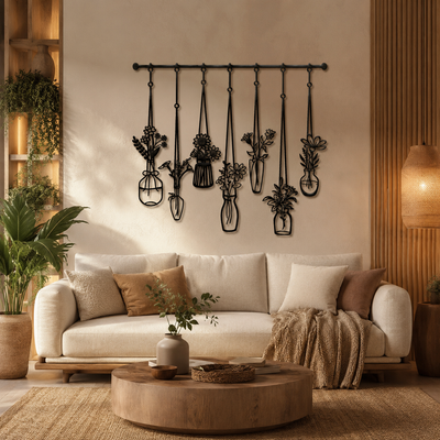 Hanging Flower Vases Metal Wall Art