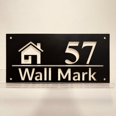 ZNB_118 Modern House Icon Number Name Plate | 1.5 mm Powder-Coated GI Metal