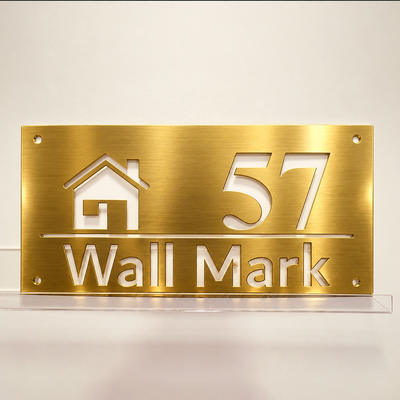 ZNB_118 Modern House Icon Number Name Plate | 1.5 mm Powder-Coated GI Metal