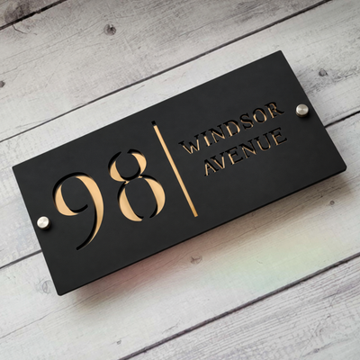 ZNB_108 Modern GI & Stainless Steel House Number Plate | Spacer Mount