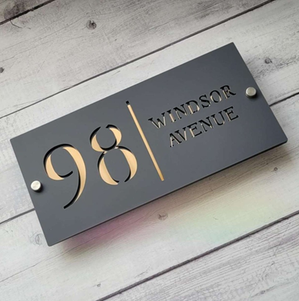 ZNB_108 Modern GI & Stainless Steel House Number Plate | Spacer Mount