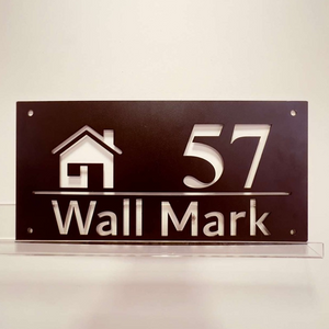 ZNB_118 Modern House Icon Number Name Plate | 1.5 mm Powder-Coated GI Metal