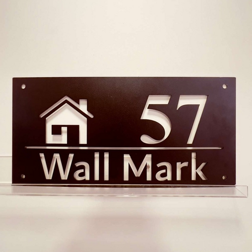 ZNB_118 Modern House Icon Number Name Plate | 1.5 mm Powder-Coated GI Metal