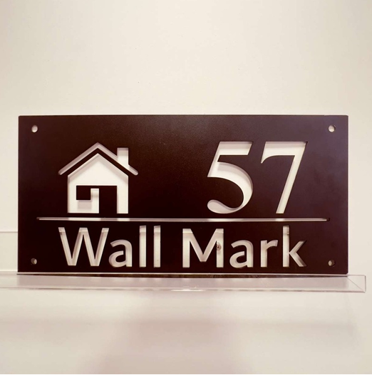 ZNB_118 Modern House Icon Number Name Plate | 1.5 mm Powder-Coated GI Metal