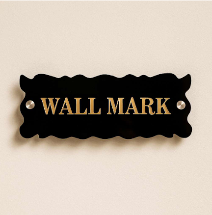 Black Acrylic Wall Mark Sign with Gold Lettering | ZNB_302