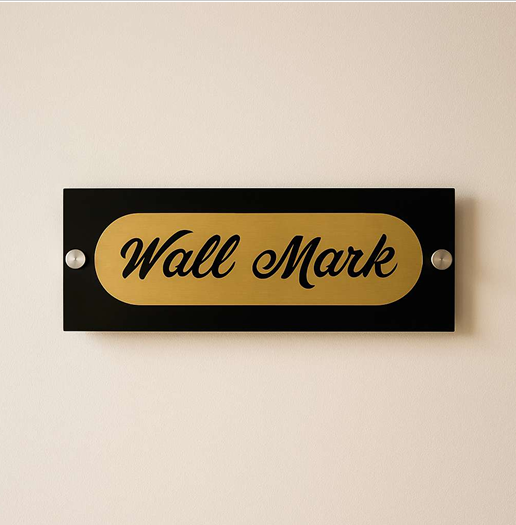 Black Acrylic Wall Mark Sign with Gold Script | ZNB_303