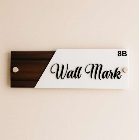 Two-Tone Acrylic Wall Mark Name Plate with 8B Detail | ZNB_306