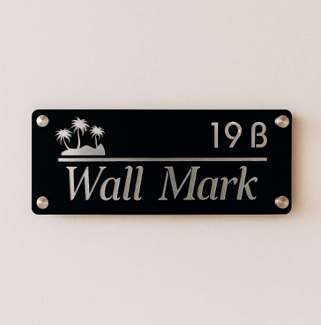 Black Acrylic Palm Tree Wall Mark Name Plate | 19B | ZNB_307