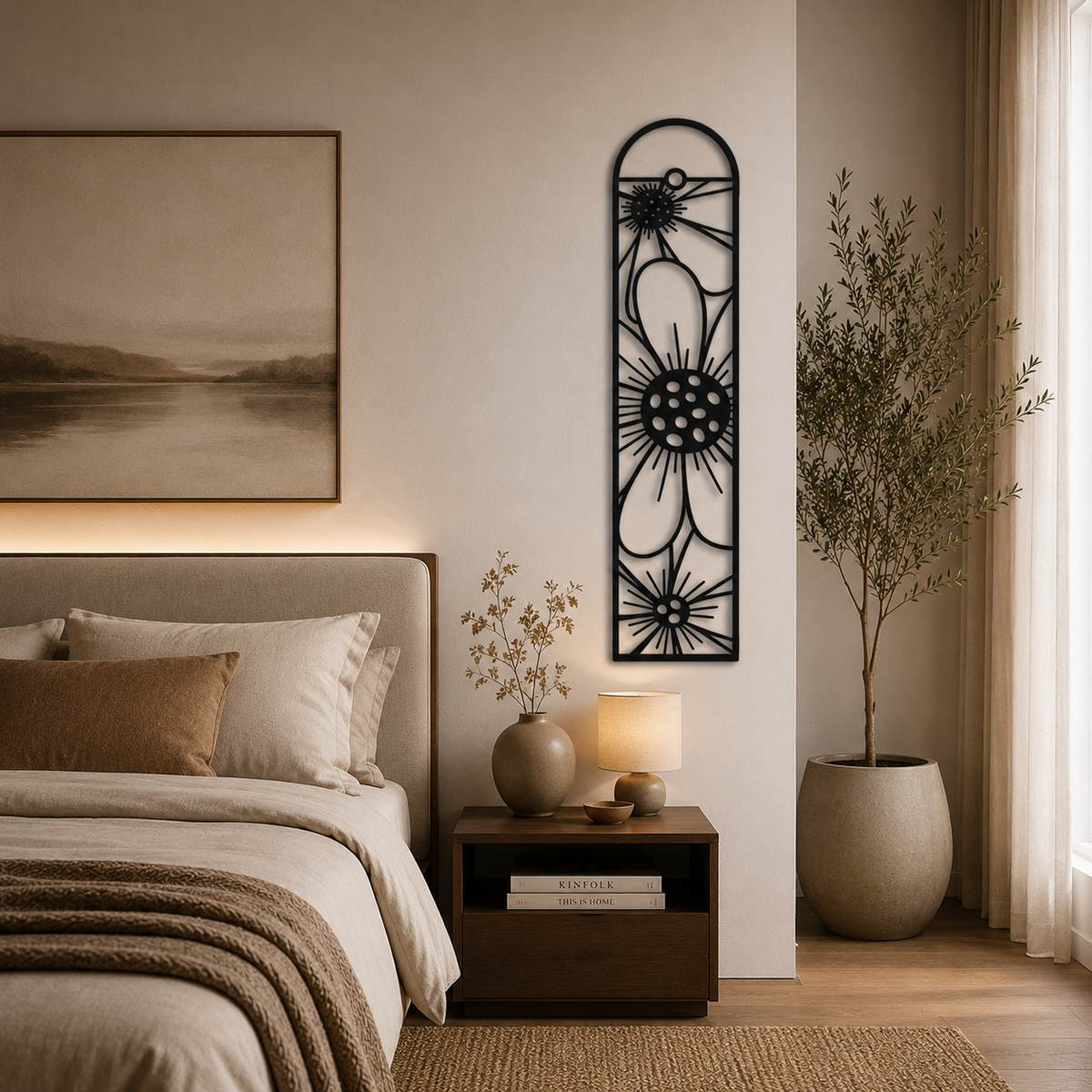 Arched Daisy Panel Metal Wall Art