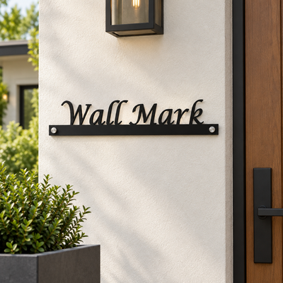 ZNB_203 Elegant Serif Stainless Steel Name Plate | 1 mm Spacer Mount