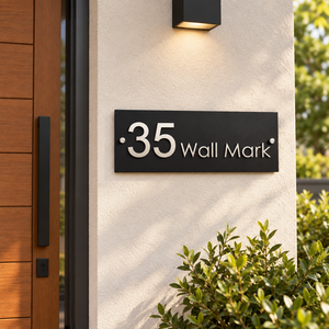 ZNB_211 Modern House Number SS + GI Metal Name Plate | 1 mm Projection Design