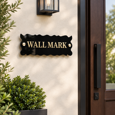 Black Acrylic Wall Mark Sign with Gold Lettering | ZNB_302