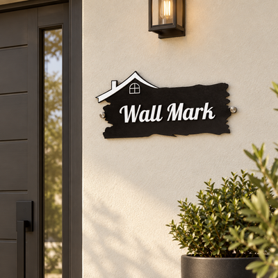 Black Acrylic House Wall Mark Sign | White Lettering | ZNB_305