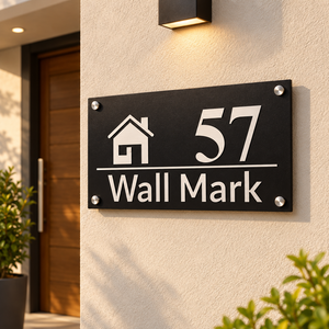 ZNB_213 House Icon SS + GI Metal Number Name Plate | 1 mm Projection Design