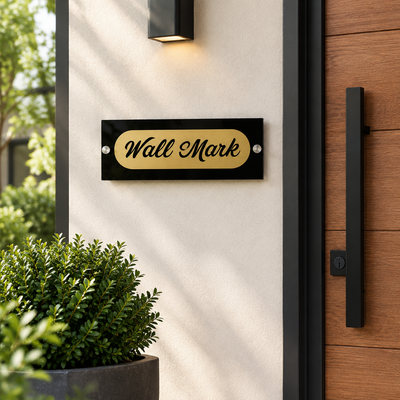 Black Acrylic Wall Mark Sign with Gold Script | ZNB_303