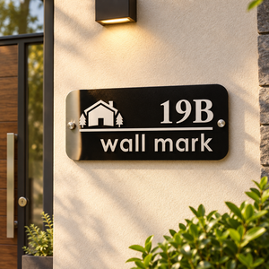 ZNB_217 Rounded House Number SS + GI Metal Name Plate | 1 mm Projection Design