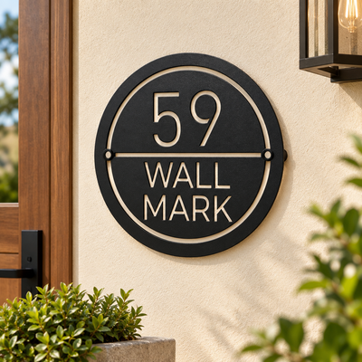 ZNB_114 Round House Number Name Plate | 1.5 mm Powder-Coated GI Metal