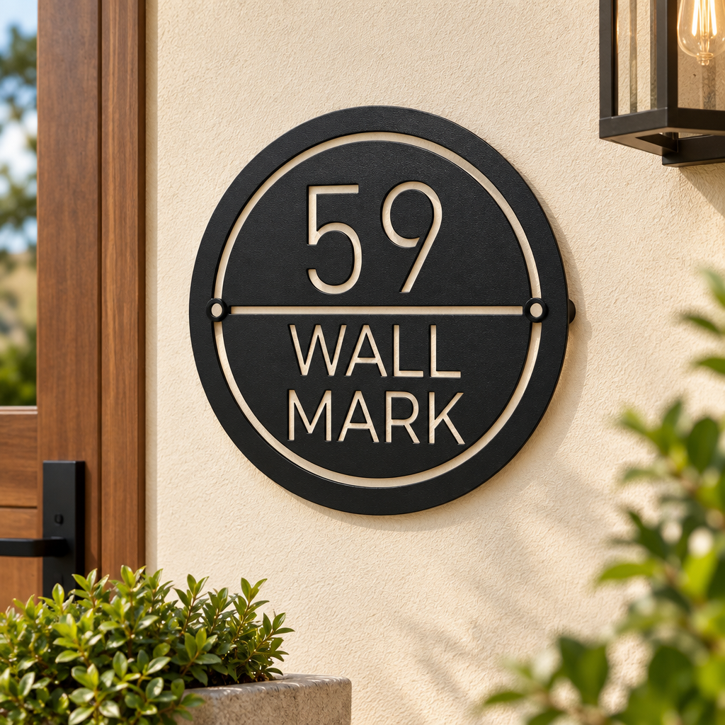 ZNB_114 Round House Number Name Plate | 1.5 mm Powder-Coated GI Metal