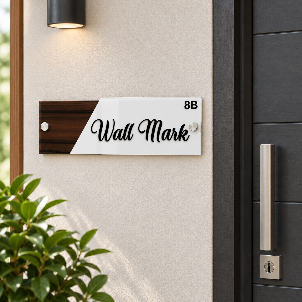 Two-Tone Acrylic Wall Mark Name Plate with 8B Detail | ZNB_306