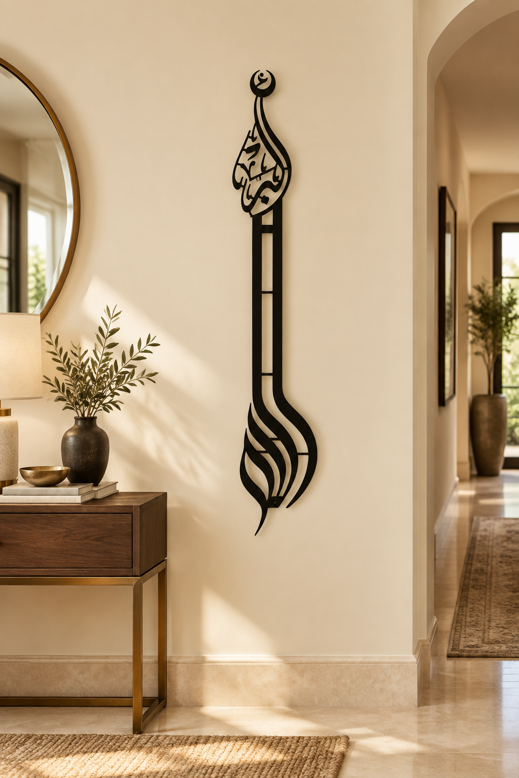 Allahu Akbar Black Arabic Calligraphy Wall Art | 10 × 48 in