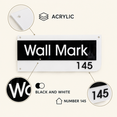White Acrylic Wall Mark House Number Plate | ZNB_317
