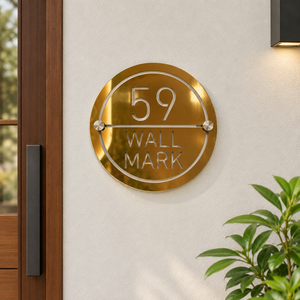 ZNB_219 Circular House Number SS + GI Metal Name Plate | 1 mm Projection Design