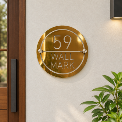 ZNB_219 Circular House Number SS + GI Metal Name Plate | 1 mm Projection Design