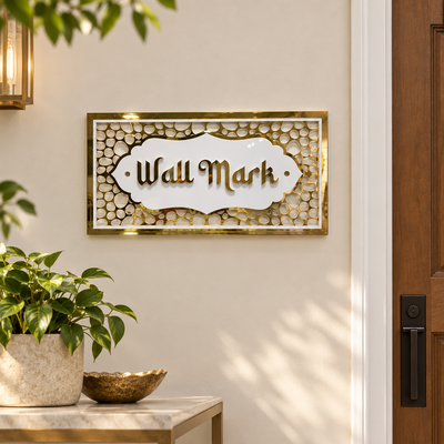 Gold-Tone Acrylic Wall Mark Sign with Textured Border | ZNB_319