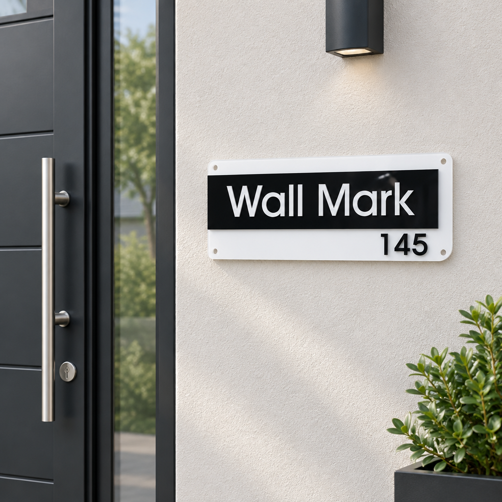 White Acrylic Wall Mark House Number Plate | ZNB_317
