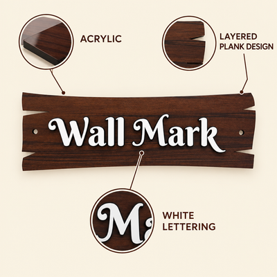 Layered Wood-Look Acrylic Wall Mark Sign | ZNB_316