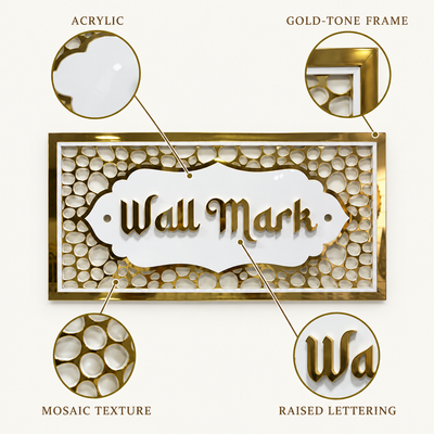 Gold-Tone Acrylic Wall Mark Sign with Textured Border | ZNB_319