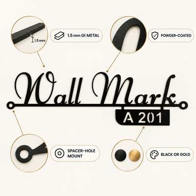 Custom GI Metal Name Board With Spacer Hole | ZNB_102