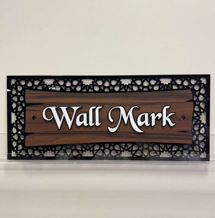 Wood-Look Acrylic Wall Mark Sign with Ornate Border | ZNB_315