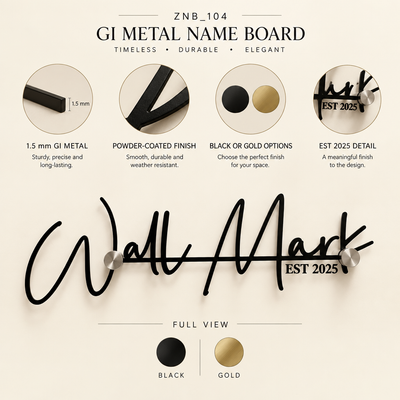EST 2025 Powder-Coated 1.5 mm GI Metal Name Board | ZNB_104